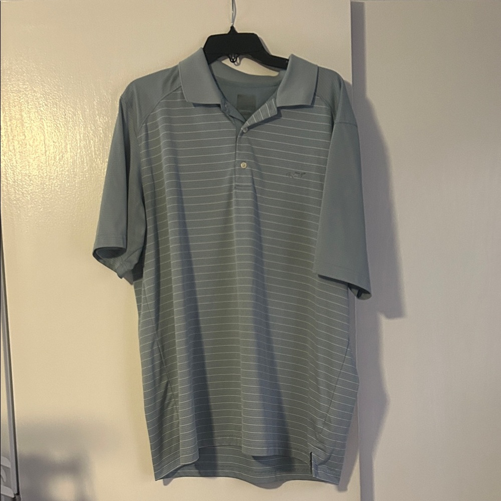 Men's Light Blue Striped Polo Shirt